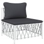 7-teiliges Gartenmöbel-Set mit Kissen aus weißem Stahl von vidaXL, Gartensets - Ref: Foro24-3186922, Preis: 473,61 €, Rabatt: %
