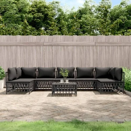 8-teiliges Gartenmöbel-Set mit anthrazitfarbenen Stahlkissen von vidaXL, Gartensets - Ref: Foro24-3186917, Preis: 688,80 €, R...