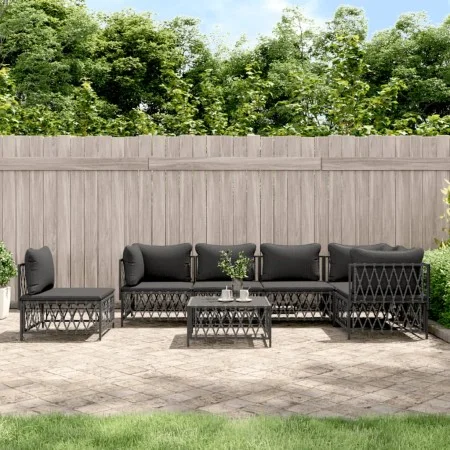 7-teiliges Gartenmöbel-Set mit anthrazitfarbenen Stahlkissen von vidaXL, Gartensets - Ref: Foro24-3186889, Preis: 589,23 €, R...