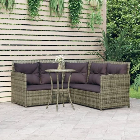L-shaped sofa set 2 pieces with gray synthetic rattan cushions by vidaXL, Garden sets - Ref: Foro24-319658, Price: 337,92 €, ...