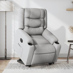 Sillón eléctrico reclinable elevable de tela gris claro Sillón eléctrico reclinable elevable de tela gris claro