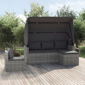 Set de sofás de jardín 4 pzas y cojines ratán sintético gris de vidaXL, Conjuntos de jardín - Ref: Foro24-3186649, Precio: 41...
