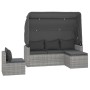Set de sofás de jardín 4 pzas y cojines ratán sintético gris