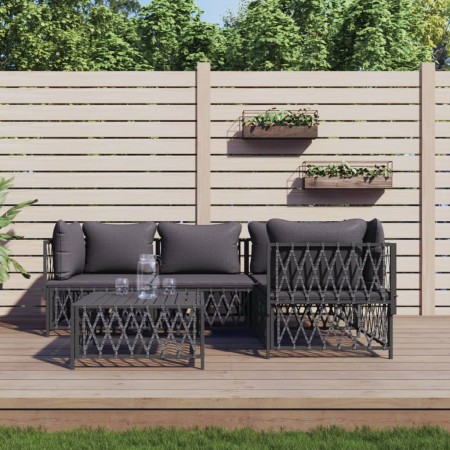 5-teiliges Gartenmöbel-Set und Kissen aus anthrazitfarbenem Stahl von vidaXL, Gartensets - Ref: Foro24-3186871, Preis: 415,66...