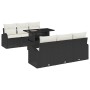 Conjunto de sofá de jardín con cojín 7 pcs Negro Poliratán