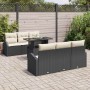 Conjunto de sofá de jardín con cojín 7 pcs Negro Poliratán