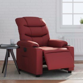 Sillón reclinable eléctrico de cuero sintético rojo tinto en Sillones | Comprar online en Foro24