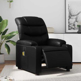 Sillón de masaje reclinable eléctrico cuero sintético negro