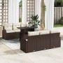 Conjunto de sofá de jardín con cojín 7 pcs Marrón Poliratán
