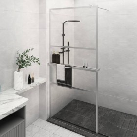 Mampara ducha con estante vidrio ESG y aluminio cromo 80x195 cm