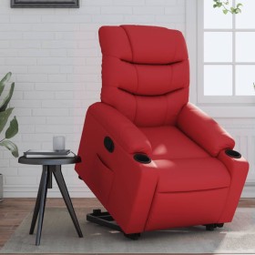 Sillón reclinable elevable cuero artificial rojo