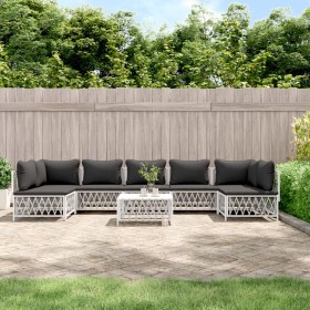 8-piece garden furniture set with cushions white steel by vidaXL, Garden sets - Ref: Foro24-3186916, Price: 537,57 €, Discoun...