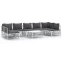 8-teiliges Gartenmöbel-Set mit Kissen aus weißem Stahl von vidaXL, Gartensets - Ref: Foro24-3186916, Preis: 529,97 €, Rabatt: %