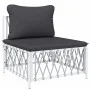 8-teiliges Gartenmöbel-Set mit Kissen aus weißem Stahl von vidaXL, Gartensets - Ref: Foro24-3186916, Preis: 529,97 €, Rabatt: %