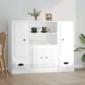 High wooden sideboard 3 pieces glossy white plywood by vidaXL, Sideboards - Ref: Foro24-3185313, Price: 223,20 €, Discount: %