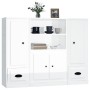 Hohes Holz-Sideboard, 3-teilig, glänzendes weißes Sperrholz von vidaXL, Sideboards - Ref: Foro24-3185313, Preis: 226,29 €, Ra...