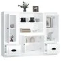 High wooden sideboard 3 pieces glossy white plywood by vidaXL, Sideboards - Ref: Foro24-3185313, Price: 223,20 €, Discount: %