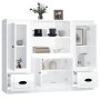 Hohes Holz-Sideboard, 3-teilig, glänzendes weißes Sperrholz von vidaXL, Sideboards - Ref: Foro24-3185313, Preis: 226,29 €, Ra...