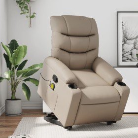 Sillón reclinable masaje pie cuero artificial color capuchino Sillón reclinable masaje pie cuero artificial color capuchino