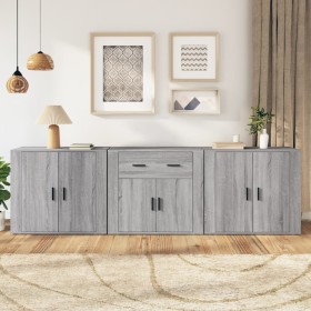 Aparadores 3 piezas madera contrachapada gris Sonoma de vidaXL, Aparadores - Ref: Foro24-3185421, Precio: 268,28 €, Descuento: %