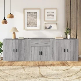 Sideboards 3 pieces Sonoma gray plywood by vidaXL, Sideboards - Ref: Foro24-3185421, Price: 263,78 €, Discount: %