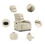 Sillón reclinable elevable eléctrico de cuero sintético crema