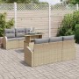 Conjunto de sofá de jardín con cojín 7 pcs Beige Poliratán
