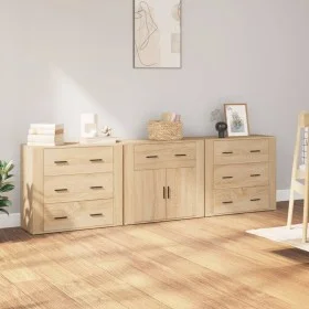 Sideboards 3 pieces plywood oak Sonoma color by vidaXL, Sideboards - Ref: Foro24-3185426, Price: 275,42 €, Discount: %