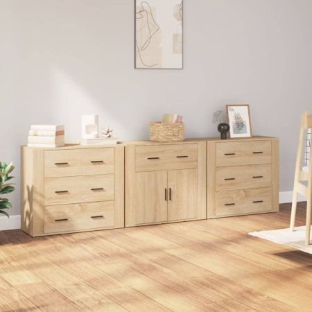 Aparadores 3 piezas madera contrachapada color roble sonoma de vidaXL, Aparadores - Ref: Foro24-3185426, Precio: 289,67 €, De...