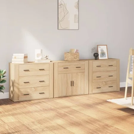 Sideboards 3 pieces plywood oak Sonoma color by vidaXL, Sideboards - Ref: Foro24-3185426, Price: 275,37 €, Discount: %