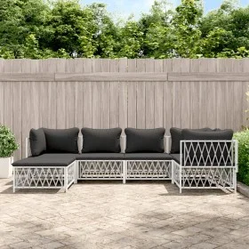 6-piece garden furniture set with white steel cushions by vidaXL, Garden sets - Ref: Foro24-3186892, Price: 370,95 €, Discoun...
