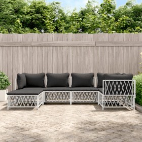 Juego de muebles de jardín 6 piezas con cojines acero blanco de vidaXL, Conjuntos de jardín - Ref: Foro24-3186892, Precio: 37...