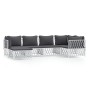 6-teiliges Gartenmöbel-Set mit Kissen aus weißem Stahl von vidaXL, Gartensets - Ref: Foro24-3186892, Preis: 376,12 €, Rabatt: %