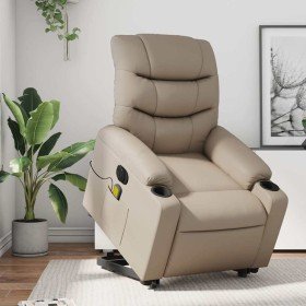Sillón reclinable de masaje eléctrico cuero sintético capuchino en Sillones | Comprar online en Foro24