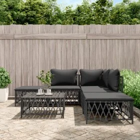 6-teiliges Gartenmöbel-Set mit anthrazitfarbenen Stahlkissen von vidaXL, Gartensets - Ref: Foro24-3186881, Preis: 433,79 €, R...