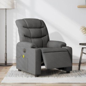 Sillón reclinable de masaje eléctrico tela gris oscuro en Sillones | Comprar online en Foro24