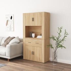 Hohes Sideboard aus eichenfarbenem Sperrholz von vidaXL, Sideboards - Ref: Foro24-3185370, Preis: 177,45 €, Rabatt: %