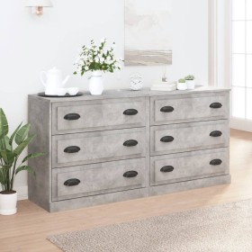 Sideboards 2 pcs concrete gray plywood by vidaXL, Sideboards - Ref: Foro24-3185243, Price: 186,41 €, Discount: %