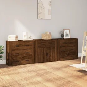 3-teilige Sideboards Sperrholz braune Eiche von vidaXL, Sideboards - Ref: Foro24-3185430, Preis: 240,75 €, Rabatt: %