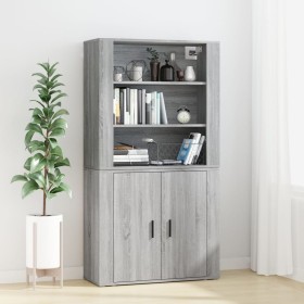 Hohes Sideboard aus grauem Sonoma-Sperrholz von vidaXL, Sideboards - Ref: Foro24-3185365, Preis: 154,15 €, Rabatt: %