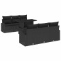 Conjunto de sofá de jardín con cojín 7 pcs Negro Poliratán