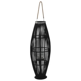 Portavelas colgante bambú negro 95 cm