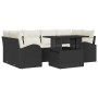 Conjunto de sofá de jardín con cojín 7 pcs Negro Poliratán