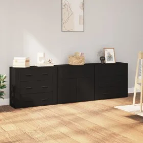3 Stück Sperrholz Sideboards schwarz von vidaXL, Sideboards - Ref: Foro24-3185424, Preis: 263,78 €, Rabatt: %