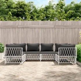 Gartengarnitur 6-teilig mit weißen Stahlmöbeln und Kissen. von vidaXL, Gartensets - Ref: Foro24-3186918, Preis: 394,62 €, Rab...