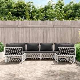 Gartengarnitur 6-teilig mit weißen Stahlmöbeln und Kissen. von vidaXL, Gartensets - Ref: Foro24-3186918, Preis: 399,06 €, Rab...