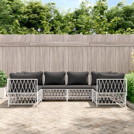 Juego de muebles de jardín 6 piezas con cojines acero blanco by vidaXL, Garden sets - Ref: Foro24-3186918, Price: 399,06 €, D...