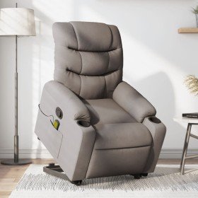 Sillón reclinable de masaje elevable tela gris taupé en Sillones | Comprar online en Foro24
