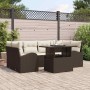Conjunto de sofá de jardín con cojín 7 pcs Marrón Poliratán