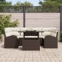 Conjunto de sofá de jardín con cojín 7 pcs Marrón Poliratán